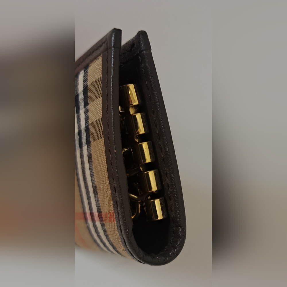 Vintage Burberry Key Holder Wallet Calfskin Nova Check 4 Keys Nishikaw Y2K - Picture 4 of 12